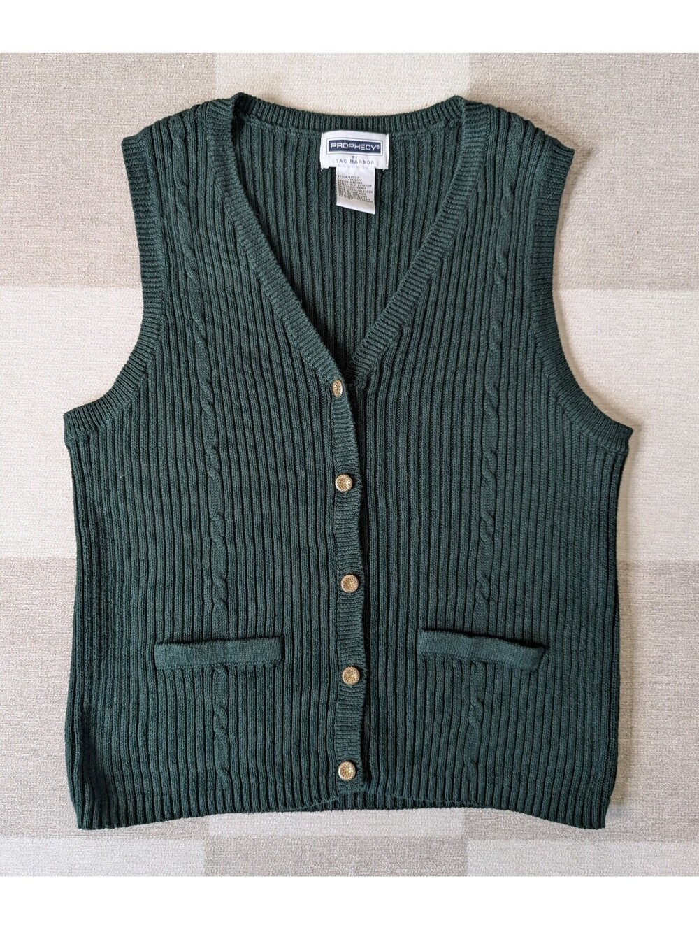 Vintage 90s forest green rib knit sweater vest